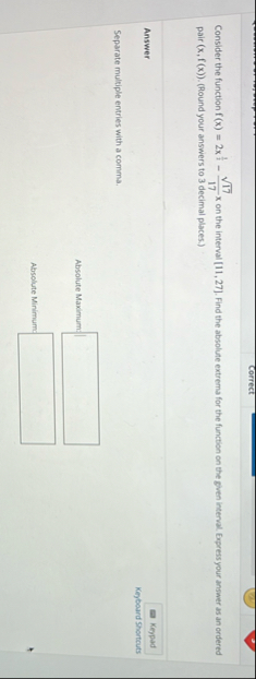 Correct Consider the function f ( x ) = 2 x 1 2 -