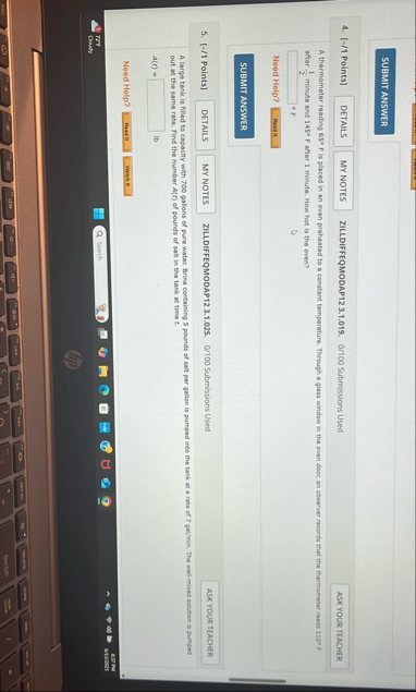 [ - / 1 Points ] ZILLDIFFEQMODAP 1 2 3 . 1 . 0 1