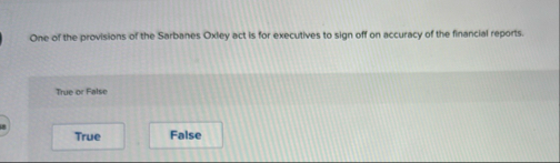 One of the provisions of the Sarbanes Oxley act