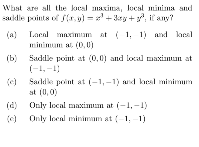 What are all the local maxima, local minima and