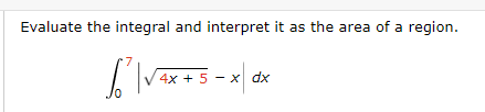 Evaluate the integral and interpret i t a s the