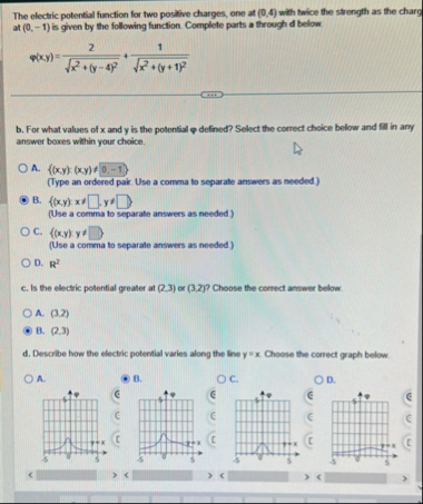 The electric potential function for two positive