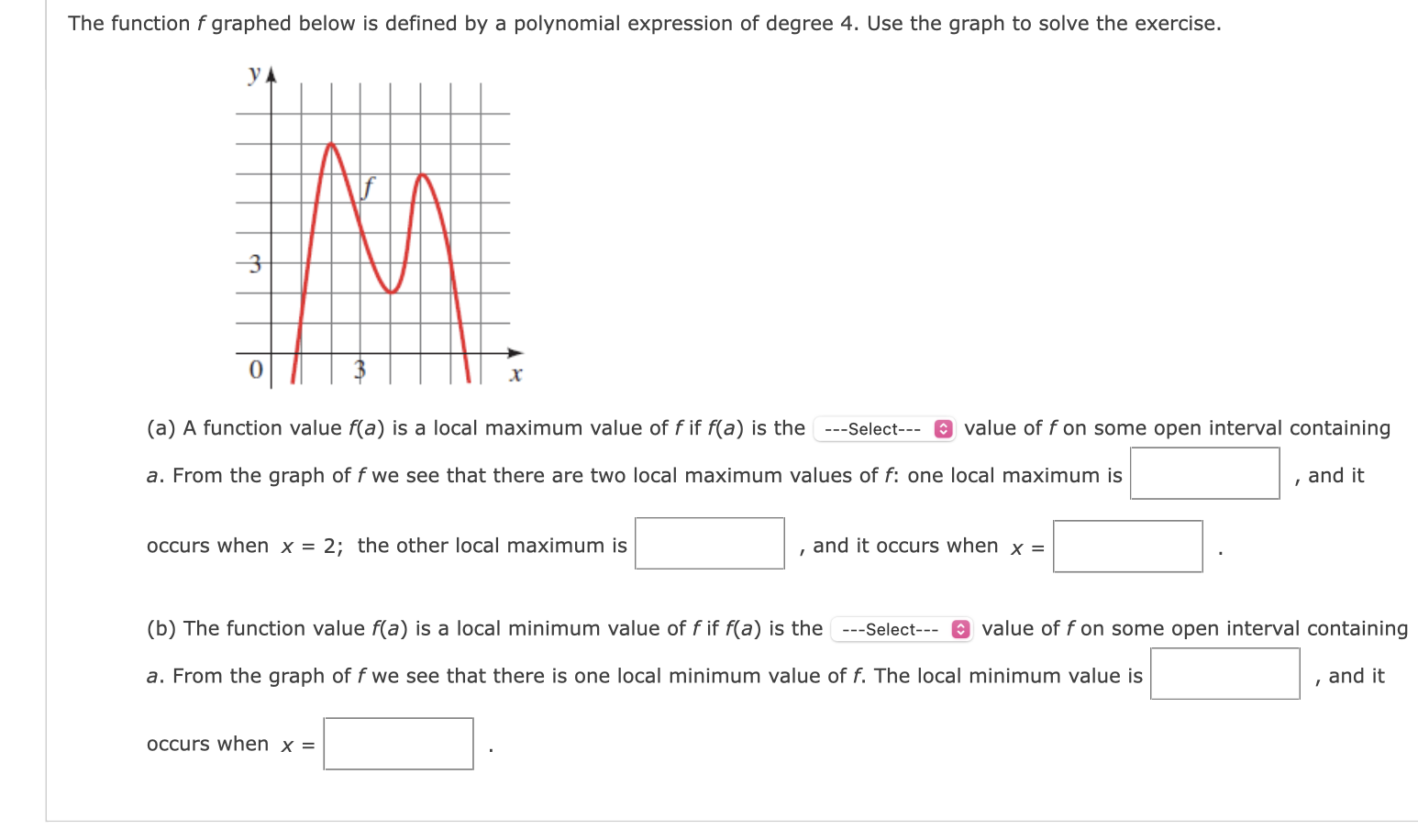 The function f graphed below i s defined b y a