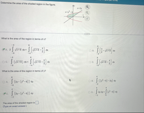 Determine the area of the shaded region in the
