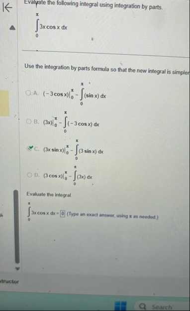 Evalyate the following integral using integration