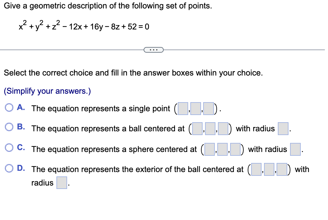 Give a geometric description o f the following