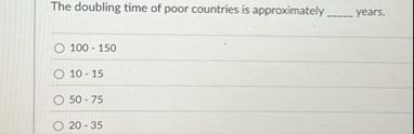 The doubling time of poor countries is