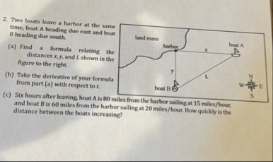 Two boats leave a harbor at the same time, boat A