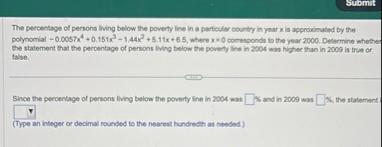 Stbmit The percentage of persons living below the