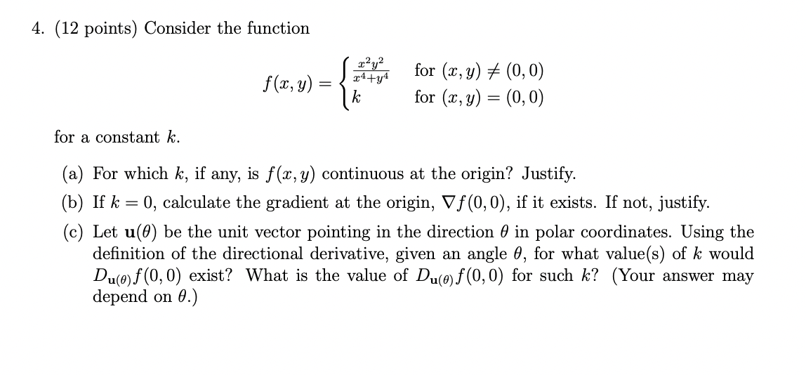 ( 1 2 points ) Consider the function f ( x , y )