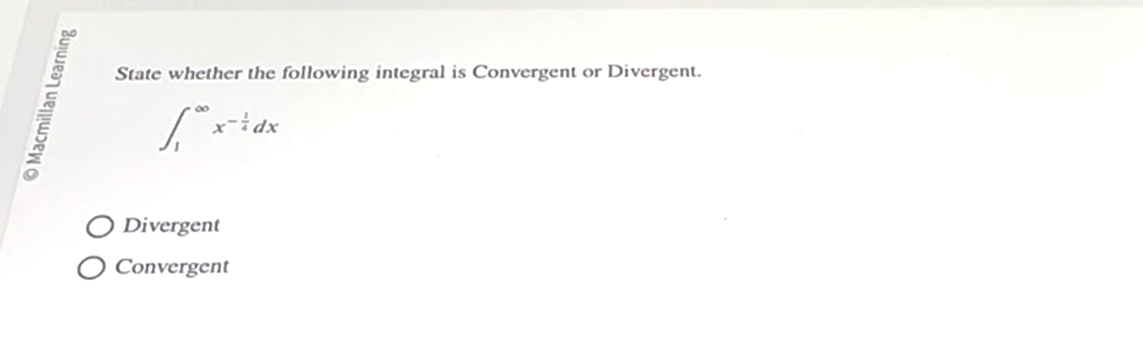 State whether the following integral i s