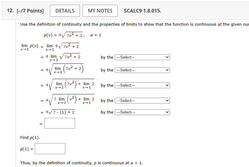 [ - 7 Points ] Use the definition o f continuity