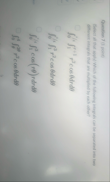 Question 7 ( 1 point ) ( Select all that apply )