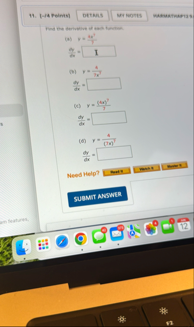 [ - / 4 Points ] MARMATHAPYZ 9 . Find the