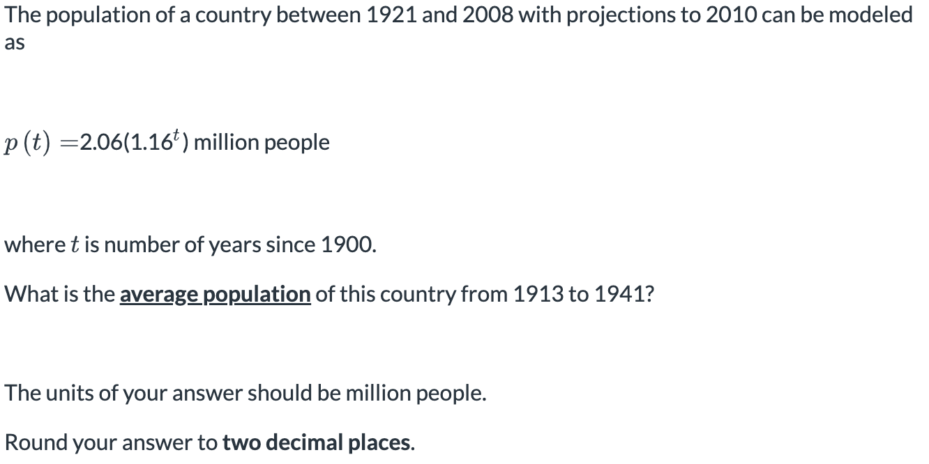 The population of a country between 1 9 2 1 and 2