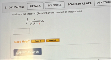 SCALCET 9 7 . 3 . 0 2 3 . 6 . [ - / 1 Points ]