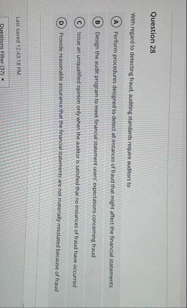 Question 2 8 With regard to detecting fraud,