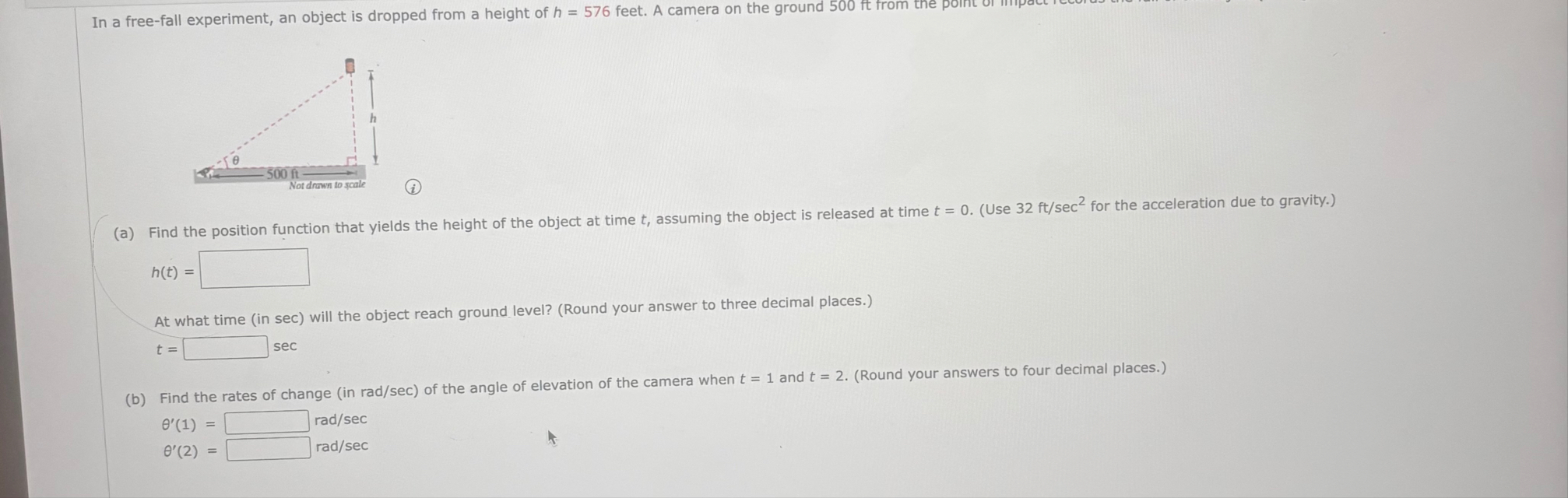 In a free - fall experiment, an object is dropped