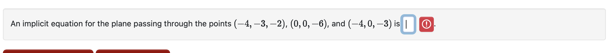 A n implicit equation for the plane passing