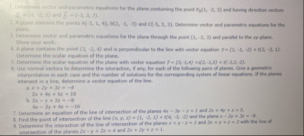 Delermine vector and'parametric equations for the