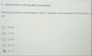 ( Optimization with Equality Constraints ) Among