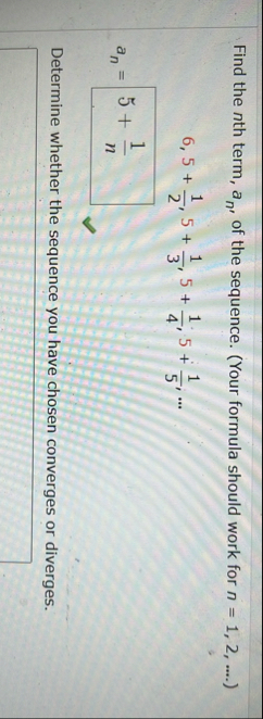 Find the n th term, a n , of the sequence. ( Your