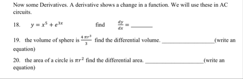 Now some Derivatives. A derivative shows a change