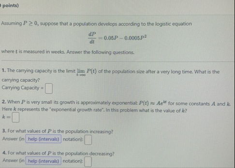 points ) Assuming P 0 , suppose that a population