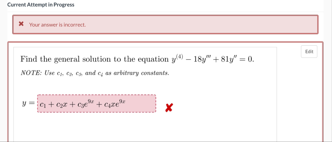 Current Attempt in Progress Your answer is
