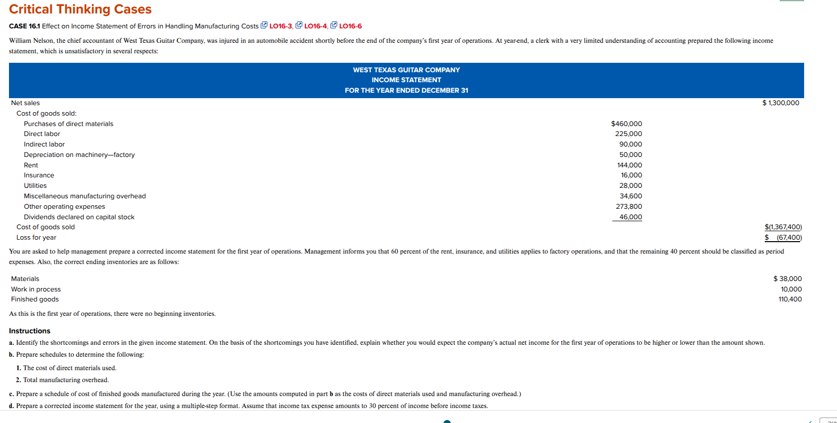 Critical Thinking Cases CASE 1 6 . 1 Effect on