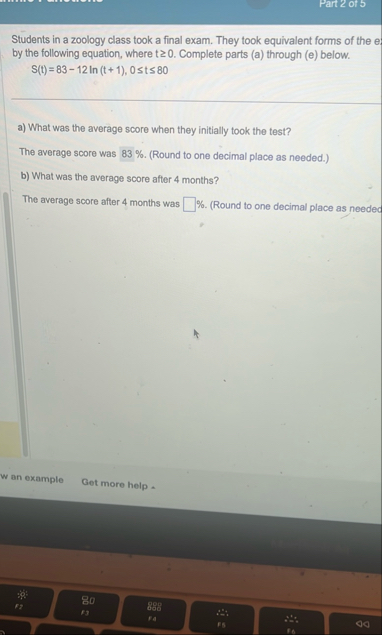 Part 2 of 5 Students in a zoology class took a