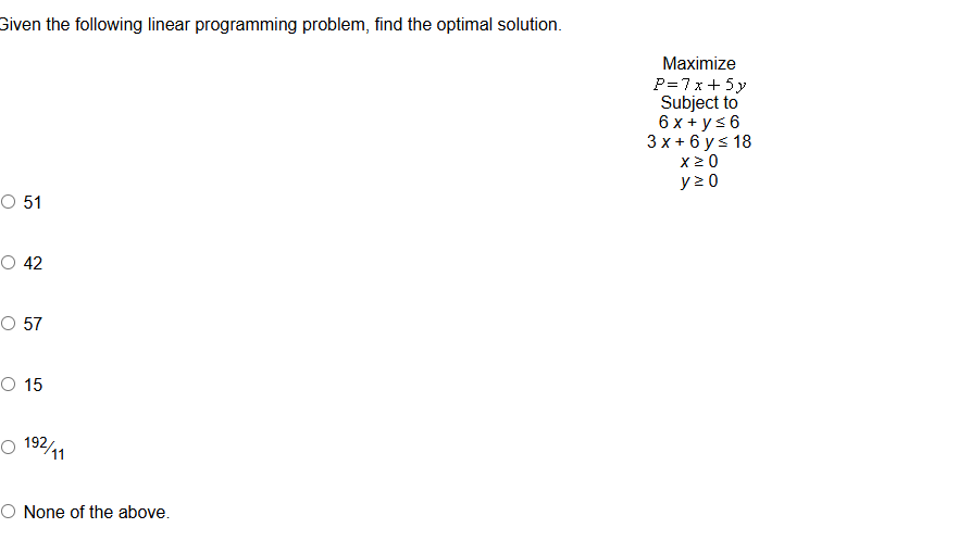 Given the following linear programming problem,