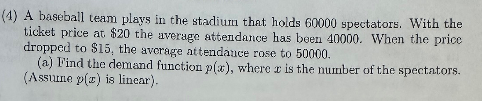 ( 4 ) A baseball team plays i n the stadium that