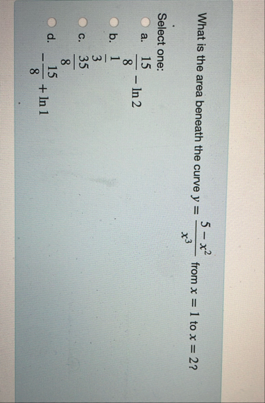 What is the area beneath the curve y = 5 - x 2 x