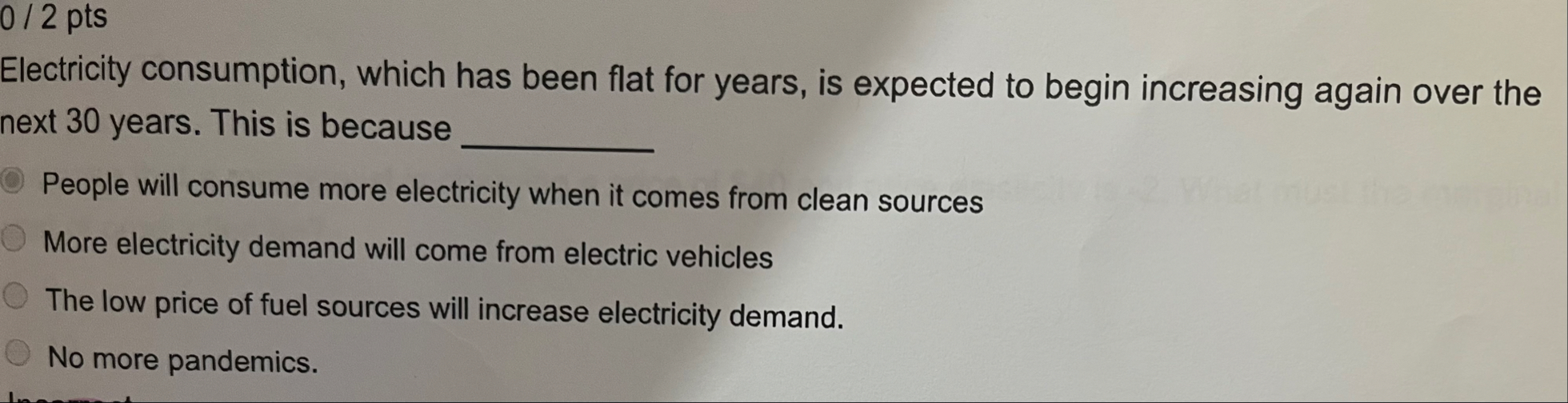 0 2 pts Electricity consumption, which has been