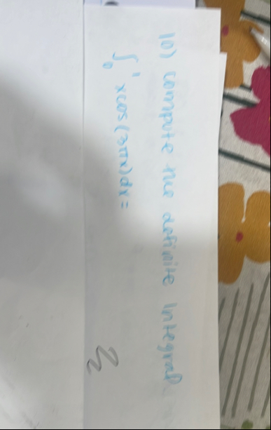 compute the definite integral 0 1 x c o s ( 3 x )