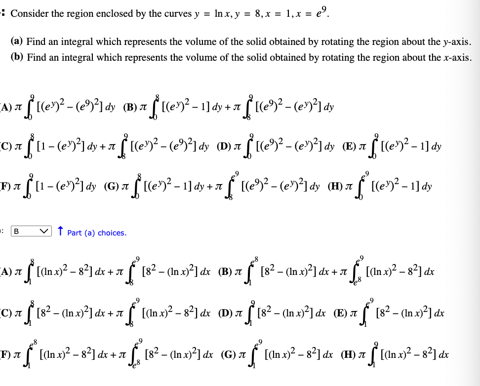 Consider the region enclosed b y the curves y = l