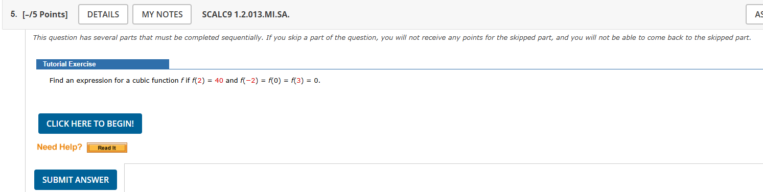 [ - 5 Points ] SCALC 9 1 . 2 . 0 1 3 . M I . S A