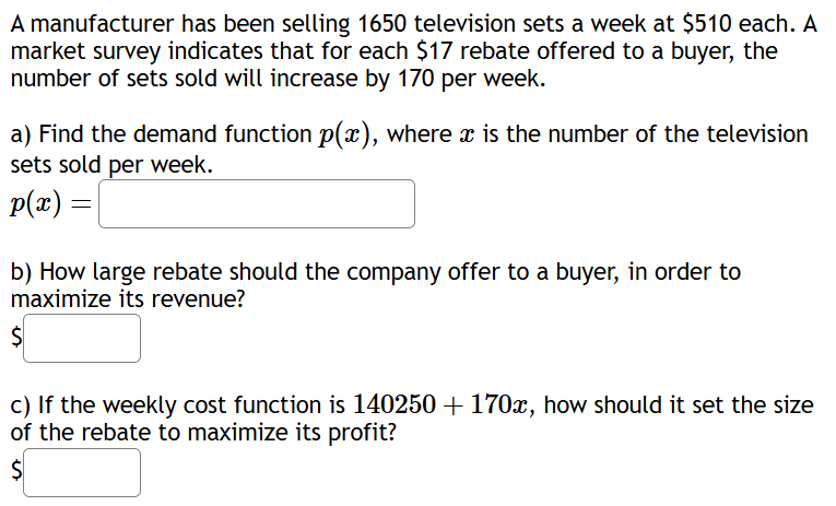 A manufacturer has been selling 1 6 5 0