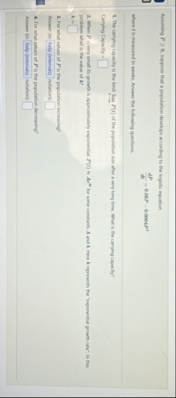 Assuming P 0 , suppose that a population develops