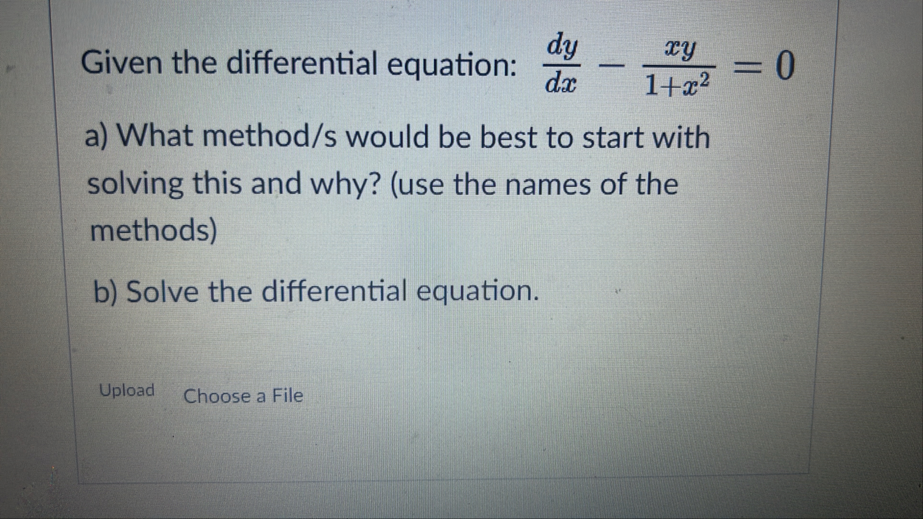 Given the differential equation: d y d x - x y 1