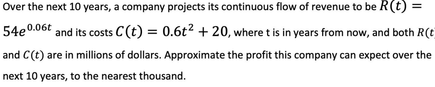 Over the next 1 0 years, a company projects its