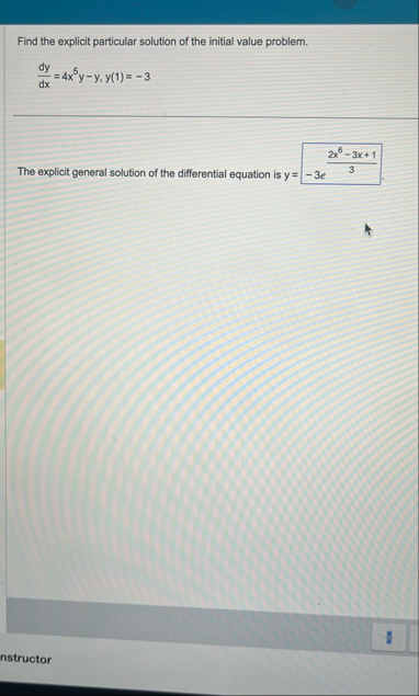 Find the explicit particular solution of the