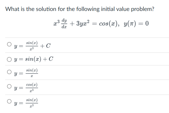 What i s the solution for the following initial