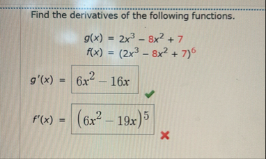 Find the derivatives of the following functions.