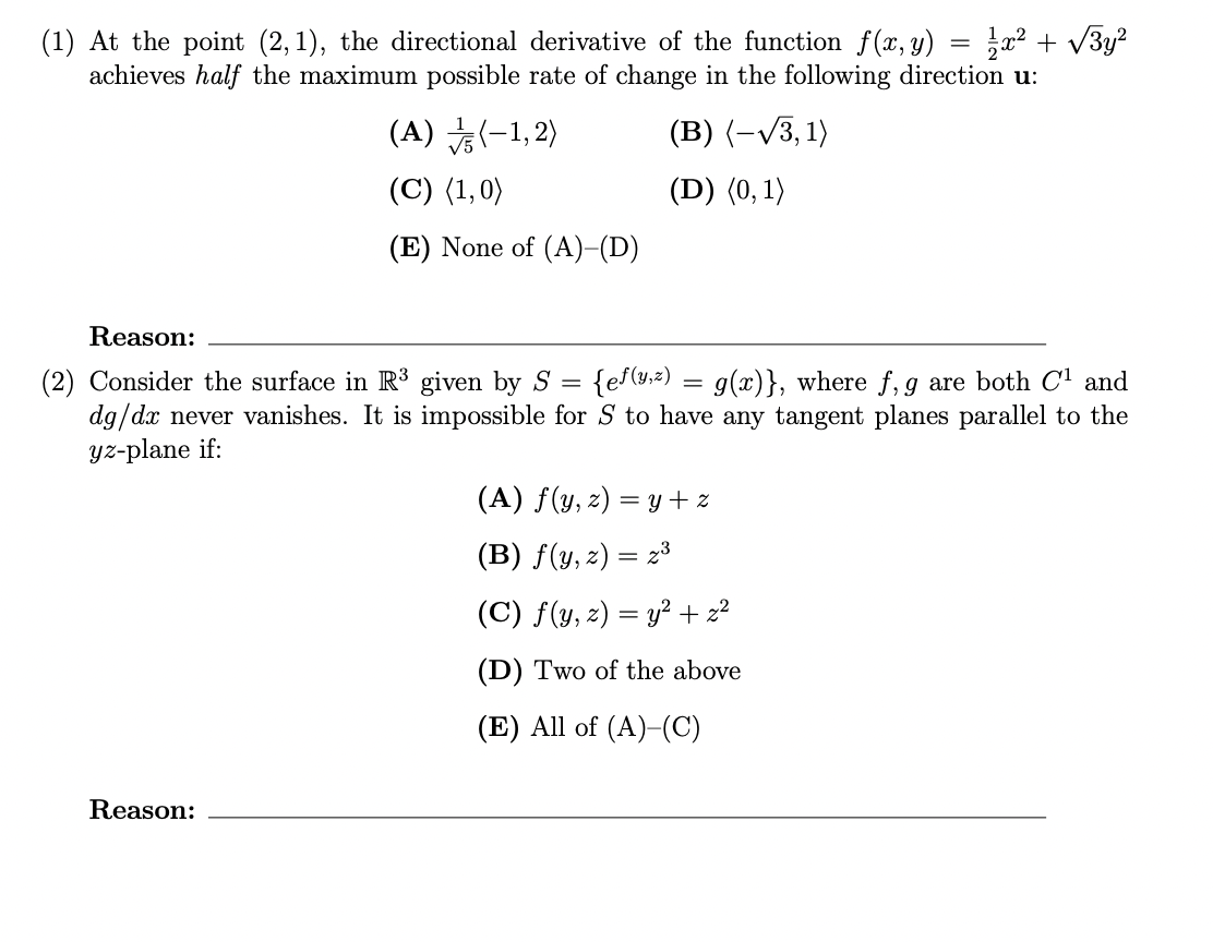 Reason: ( 2 ) Consider the surface i n R 3 given