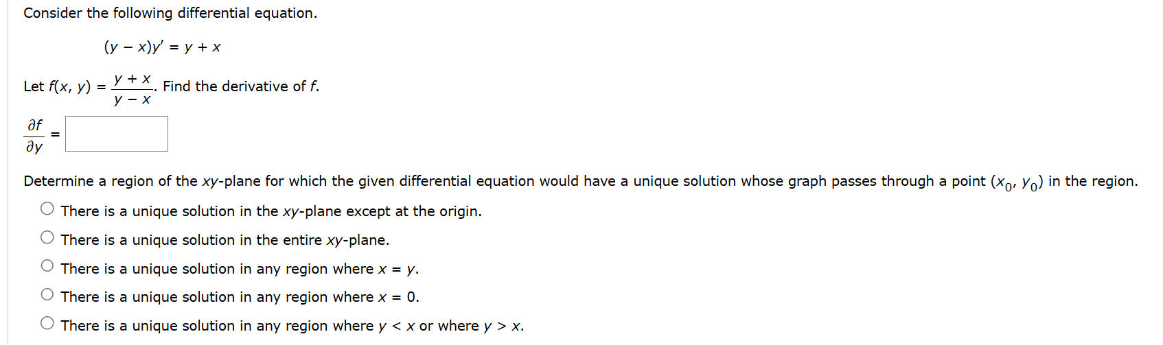 Consider the following differential equation. ( y