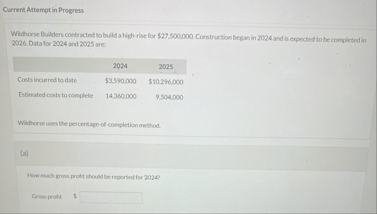 Current Attempt in Progress Wildhorse Builders