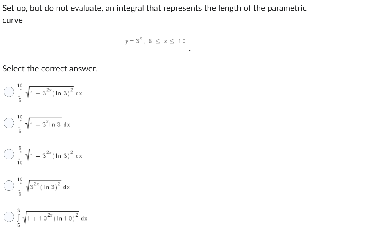 Set u p , but d o not evaluate, a n integral that