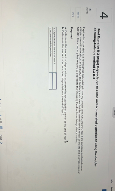 Help 4 Brief Exercise 8 - 3 ( Algo ) Depreciation